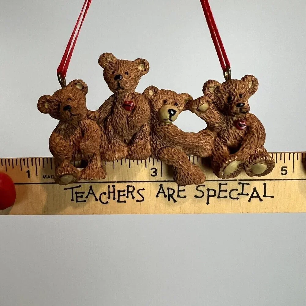 Kurt S Adler Teachers Are Special Bears on Ruler Ornament